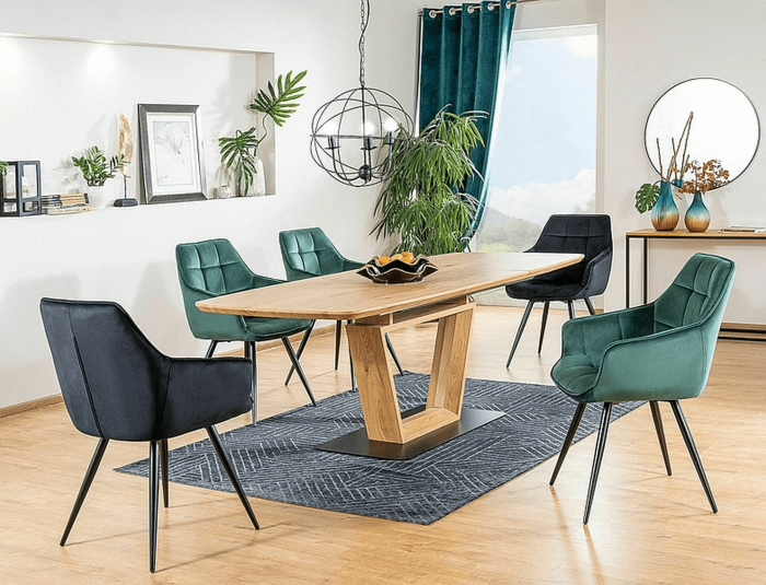 Scaun dining / living LILY Catifea Bluvel Verde 78 /cadru negru [5]