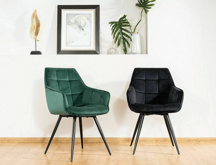 Scaun dining / living LILY Catifea Bluvel Verde 78 /cadru negru [3]