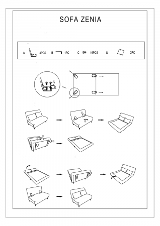 Canapea extensibila ZENIA CATIFEA VERDE TAP.189/NEGRU [3]