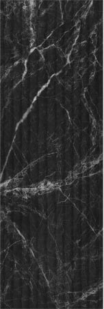 FAIANTA - Faianta rectificata tip marmura, Adela Anthracite Decofon 30x90, negru, finisaj lucios