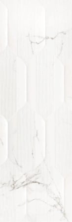 FAIANTA - Faianta rectificata tip marmura, Adonis White Decofon 30x90, alb, finisaj lucios