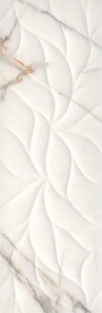 FAIANTA - Faianta rectificata tip marmura, Marvy Glossy Decofon 30x90 cm, alb, finisaj lucios