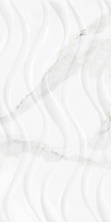 Faianta tip marmura Delphi Waves White 4930, 25x50 cm, alb, finisaj lucios