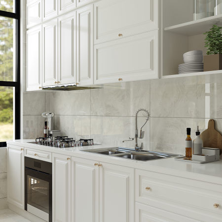 Faianta rectificata tip marmura Sante White 30*90 alb [1]