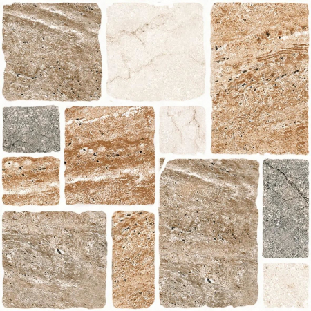 GRESIE EXTERIOR - Gresie portelanata exterior tip piatra Grecia Port 6035-0241-4001, 33x33 cm, multicolor, finisaj mat