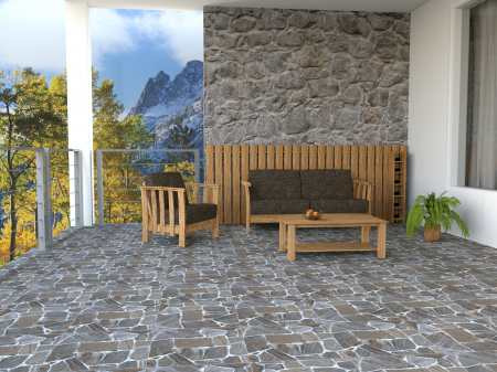 Gresie portelanata exterior tip piatra, Country Grey 9376, 45x45 cm, gri [1]