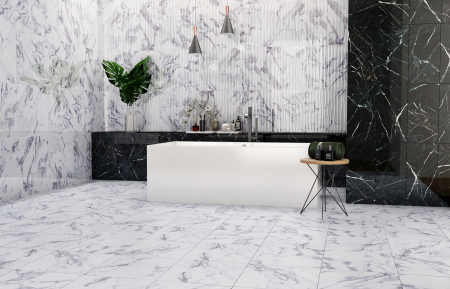 Gresie portelanata tip marmura Statuario White 6355, 45x45 cm, alb, albastru [6]