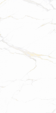 GRESIE INTERIOR - Gresie portelanata tip marmura Carrara Classic Gold CLA4 60x120 cm alb, finisaj lucios