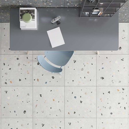 Gresie tip ciment, Sempre Junior Bianca Rec 1. 60x60x0.7 cm, rectificata, portelanata, gri, finisaj mat [1]