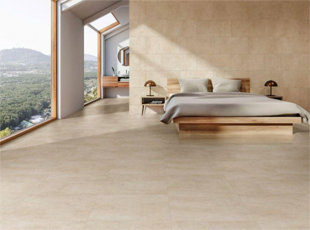 Gresie rectificata portelanata tip ciment SG Ark Ivory 60x120 cm bej, finisaj mat [5]