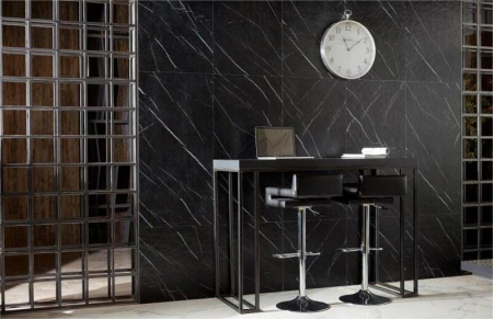 Gresie rectificata tip marmura Nat. Black Marble 93492011, 60x120 cm negru, finisaj mat [3]