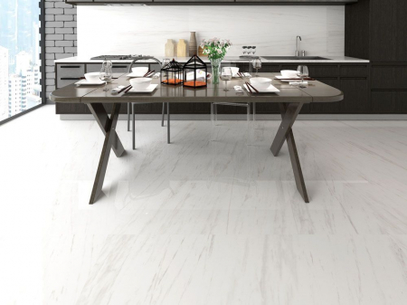 GRESIE - Gresie rectificata portelanata tip marmura SG Bianco Dolomiti 60x120 cm alb, finisaj lucios