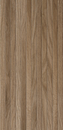 GRESIE EXTERIOR - Gresie rectificata portelanata, tip riflaj lemn, Woodline Brown WOD2, 60x120 cm, maro, finisaj mat