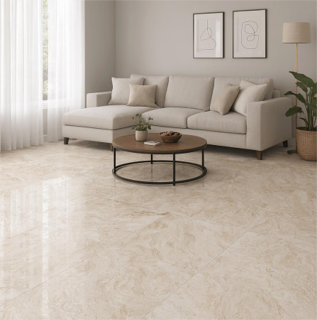 Gresie rectificata tip ciment, Moonwalk Cream, 60x120 cm, crem, finisaj lucios [1]