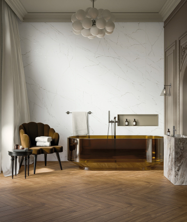 Gresie rectificata tip marmura, Calmness White, 60/120cm alb, finisaj mat [1]