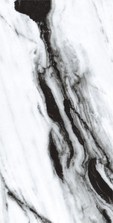 Gresie rectificata tip marmura, Panda White Special High Glossy 60x120cm, alb, negru, finisaj lucios [1]