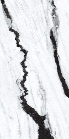 Gresie rectificata tip marmura, Panda White Special High Glossy 60x120cm, alb, negru, finisaj lucios [2]