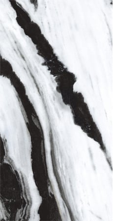 GRESIE INTERIOR - Gresie rectificata tip marmura, Panda White Special High Glossy 60x120cm, alb, negru, finisaj lucios