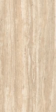 Gresie rectificata tip travertin, Gs Oren Travertino Glossy Carving, 60x120cm, bej, finisaj lucios [1]