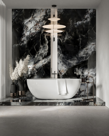 Gresie rectificata tip marmura, Calmness Black, 60/120cm negru, finisaj mat [1]