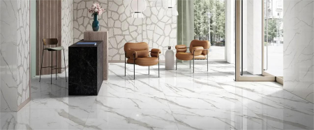 Gresie tip marmura, Marmo Satuario, 60x120 cm, alb, finisaj lucios [1]