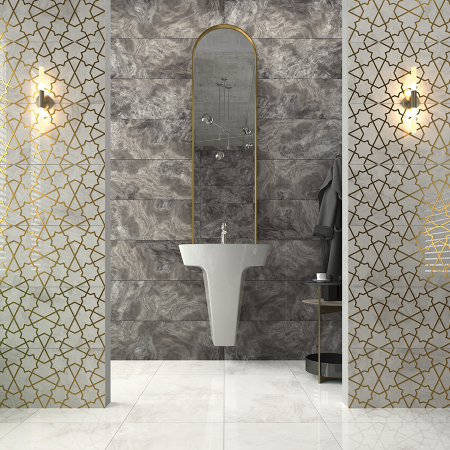 Gresie rectificata tip marmura Sante White 45x45 alb, finisaj lucios [1]