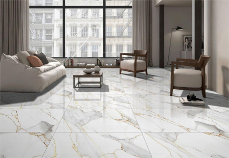 Gresie tip marmura, Devise White 60x120 cm, alb, finisaj lucios [1]