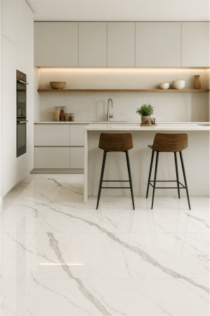 Gresie rectificata tip marmura, Statuario Goya Matte 60x120 cm, alb, finisaj mat [2]