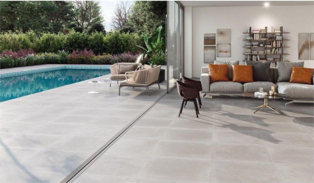 Lastra - Gresie portelanata XXL rectificata tip beton Tribeca Perla, 120x260 cm, gri, finisaj mat [1]