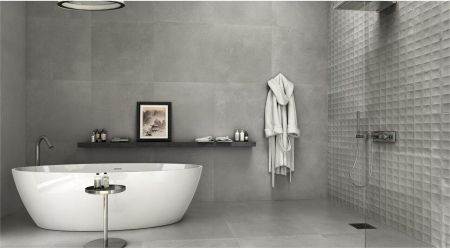 Lastra - Gresie portelanata XXL rectificata tip beton Tribeca Perla, 120x260 cm, gri, finisaj mat [2]