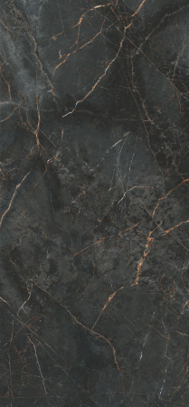 GRESIE XXL - LASTRE - Lastra - Gresie portelanata XXL rectificata tip marmura Manhattan Midnight, 120x260 cm, negru, finisaj lucios