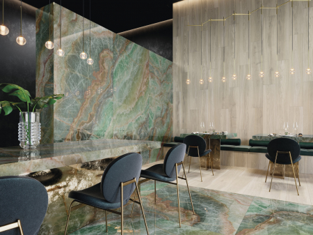 Lastra - Gresie portelanata XXL rectificata tip marmura Lixium Jade 120×280 cm, verde, finisaj lucios [3]