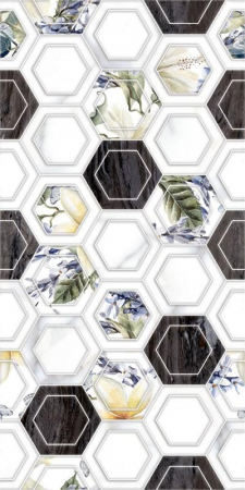 Piesa decorativa rectificata, Nobile Hexagones Anthracite 6364, 30X60cm, gri, mix [1]