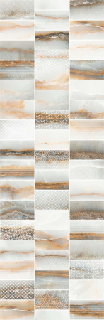 PIESE DECORATIVE - Piesa decorativa rectificata tip marmura, Goldie Mix White 4994, 24.4x74.4 cm, alb, finisaj lucios