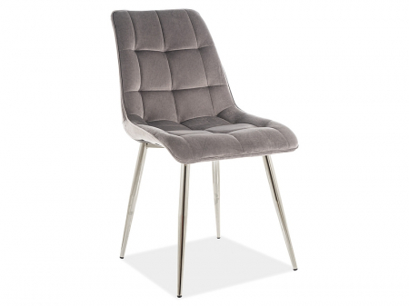 SCAUNE - Scaun dining / bucatarie CHIC Catifea Bluvel Gri 14/cadru crom
