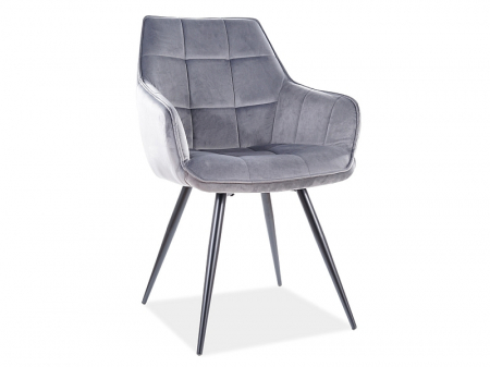 SCAUNE - Scaun dining / living LILY Catifea Bluvel Gri 14 /cadru negru