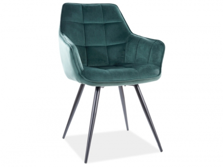 SCAUNE - Scaun dining / living LILY Catifea Bluvel Verde 78 /cadru negru