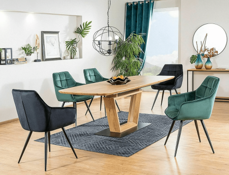Scaun dining / living LILY Catifea Bluvel Verde 78 /cadru negru [4]