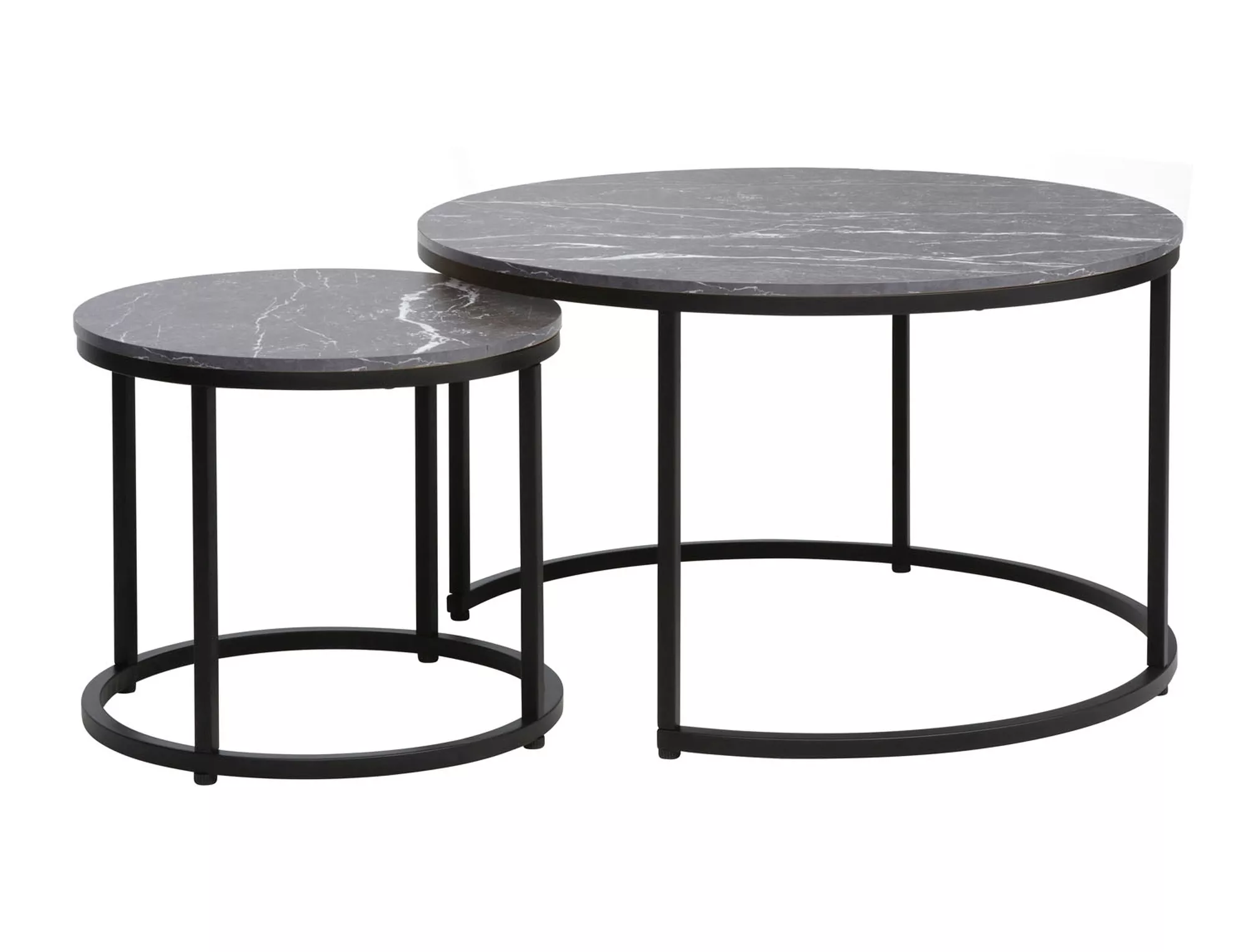 MESE - SET mese de cafea DION efect marmura negru/negru  80x48 / 48x42