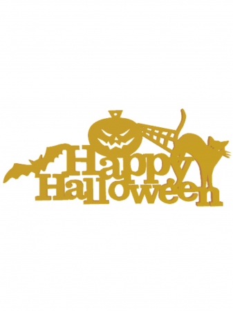 Halloween - Happy Halloween - Pisica, fantoma si liliacul 21 x 19 cm