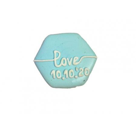 Marturii de nunta - Love si Data casatoriei - Biscuite hexagon