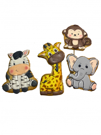 Biscuiti decorati manual - Animale din jungla, Safari Animals - Decor pentru tort