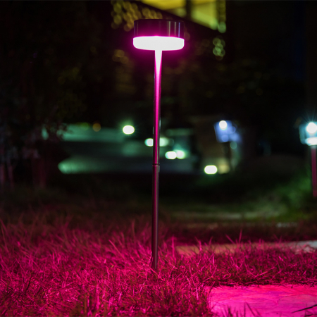 LAMPI SOLARE - Set 4 X Lampa Solara Inox Taormina , Acumulator Incorporat , Alb sau Violet Ambiental