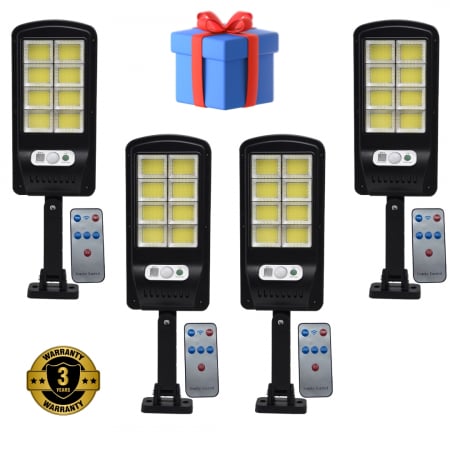 Lampi Solare - Set 4x Lampi Solare Stradale 90W LED Astro by Innova, 160 LED COB, Senzor, Telecomandă, IP66, Cadou + Garanție 3 Ani