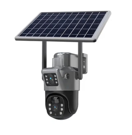 Camere Supraveghere Solare - SET 2 x Cameră de Supraveghere Duală cu Panou Solar, 6 mp, 4G SIM, Senzor de Mișcare, Lentile Duble + 2 card 64GB