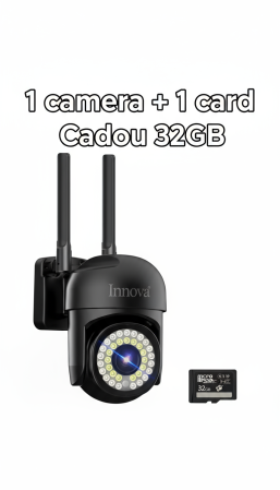 Camere Supraveghere - Cameră de Supraveghere Innova WIFI, 36 LED-uri, HD, Viziune Nocturnă cu Infraroșu și Protecție IP66 + Card Cadou