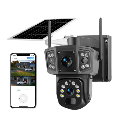 Camere Supraveghere - Camera Supraveghere Solara Dubla INNOVA 4G , 6MP , Full HD, PTZ 360°, baterie 12000mAh, vedere nocturna, audio bidirectional, O-KAM PRO, 3 ani garantie