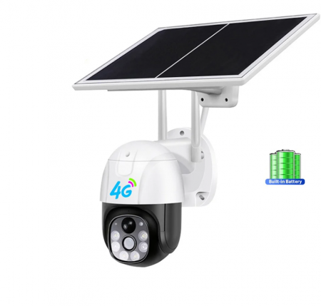 Camere Supraveghere Solare - Cameră de Supraveghere Solară 4G cu Cartelă SIM, 3MP Viziune Nocturnă Infraroșu, V380 Pro, IP66