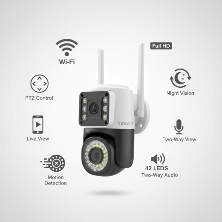 Camere Supraveghere - Cameră Video Duală INNOVA VISION SMART 6MP , 42 Led, Vedere 360°, WiFi, Vedere Nocturna,Live Pe telefon