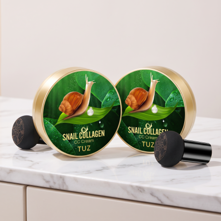 Pachete Promotionale - Fond de Ten CC Cream Air Cushion cu Colagen de Melc, Nuanța 02 Natural Skin - 1+1 Cadou, Aplicator Burete